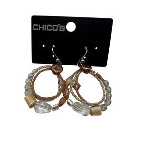 Chico's Earrings NWT Jewelry Statement Dangle Drop Beaded Loops Copper Tone